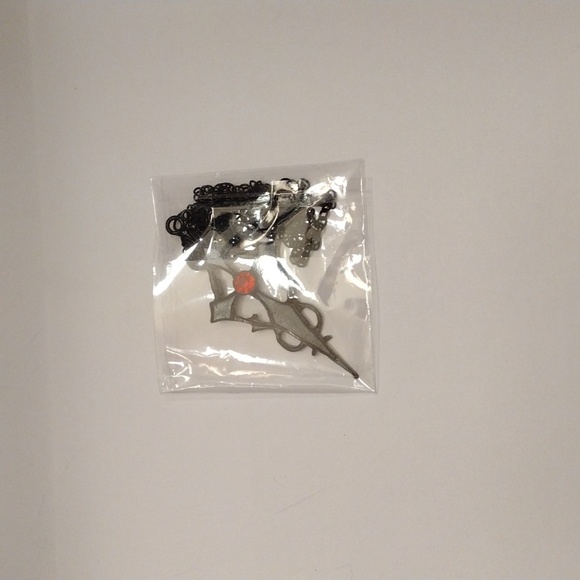 2XHP!! NWT Goth Black Witch's Cross with Red Stone Necklace!! - Picture 6 of 6